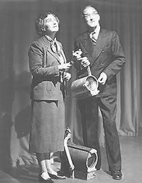 Frederic Wood with Dorothy Somerset posing on-stage, 1952 -- UBC 3.1/1070-1