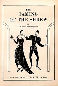 Cover of programme for Players' Club production of "The Taming of the Shrew", 1945