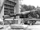 Moving totem poles into Museum of Anthropology