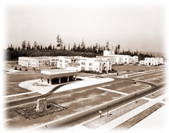 Bus stop, Cairn and "semi-permanent" buildings